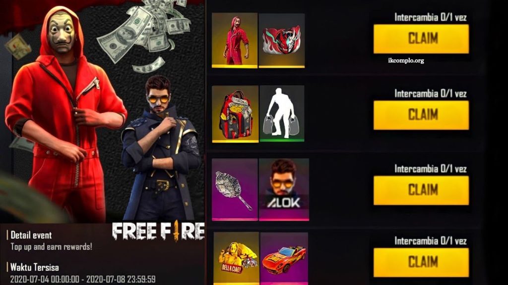 Free Fire Money Heist Event Skins, Rewards,